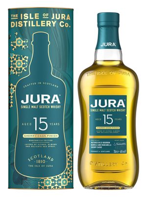 Jura 15 Jahre Sherry Cask Finish eine Flasche Jura 15 Jahre Sherry Cask Finish nebst Geschenkhülle