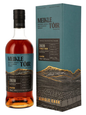 eine Flasche Meikle Tòir 2020/2026 nebst Geschenkverpackung