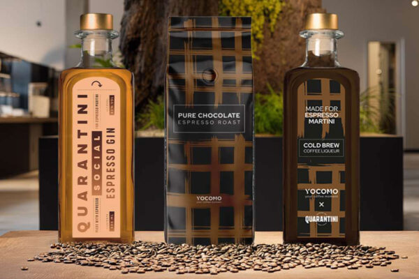 Quarantini Espresso Gin und Yocomo x Quarantini Cold Brew Coffee Liqueur