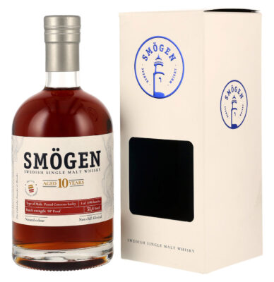 Smögen 10 Jahre Peated Oloroso Sherry Hogsheads eine Flasche Smögen 10 Jahre Peated Oloroso Sherry Hogsheads nebst Geschenkverpackung