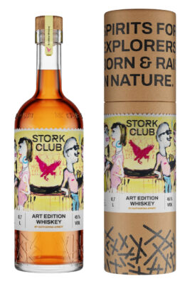 eine Flasche Stork Club x Katharina Arndt Art Edition nebst einer Geschenkhülle