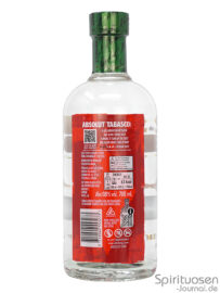 Absolut Tabasco Rückseite eine Flasche Absolut Tabasco von hinten