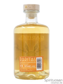 eine Flasche Lantenhammer Raritas Marille von hinten