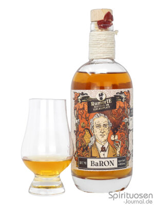 RumerIE BaRON eine Flasche RumerIE BaRON nebst Glas