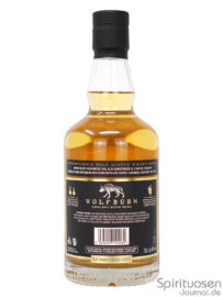 eine Flasche Wolfburn Northland 8 Jahre von hinten