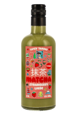 Tipsy Tanuki Matcha Strawberry Likör eine Flasche Tipsy Tanuki Matcha Strawberry Likör