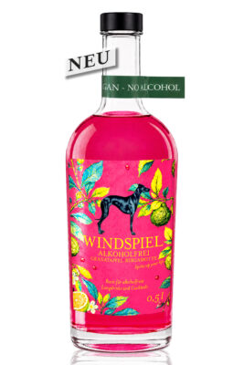 eine Flasche Windspiel Alkoholfrei Granatapfel-Bergamotte